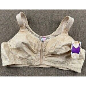 NWT Comfort Choice Bra Women's 44B Posture Support Wireless Front Closure Beige